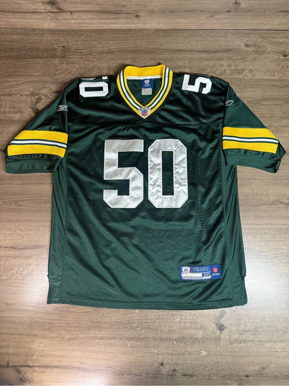 Vintage Reebok On Field AJ Hawk #50 Packers Authentic Jersey Mens 50 XL-XXL
